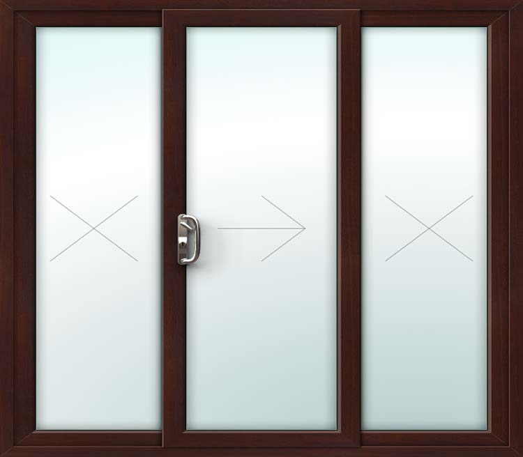 rosewood 3 pane upvc sliding patio doors